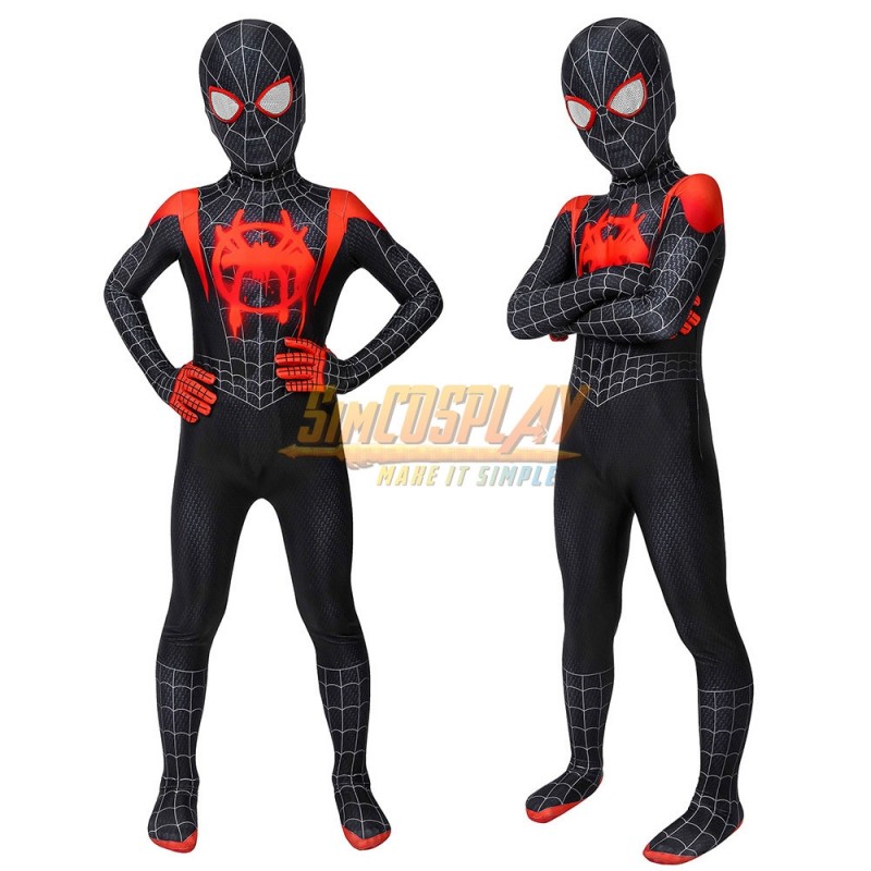 Spiderman Costume Into The Spider Verse Miles Morales Halloween Costumes Classic Cosplay Suit Adult Kids