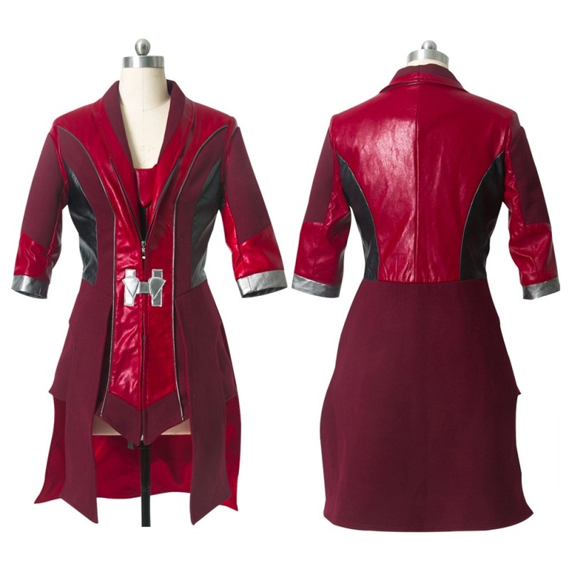 Scarlet Witch Cosplay Costume Red Leather Robe Avengers Age of Ultron ...