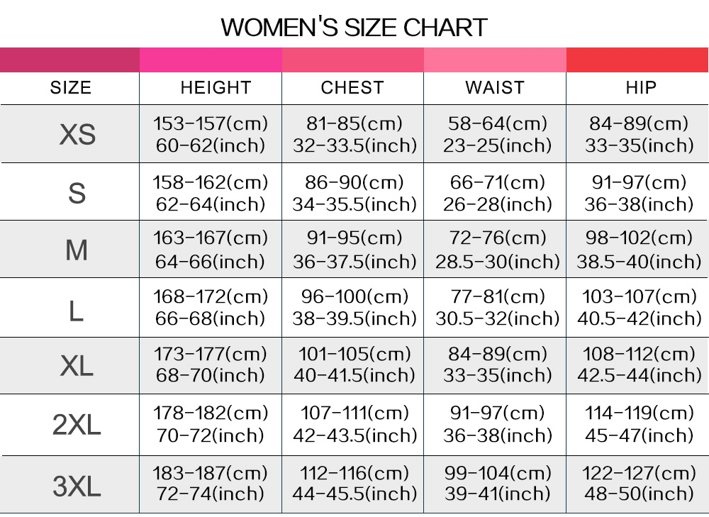 Widow Size Chart